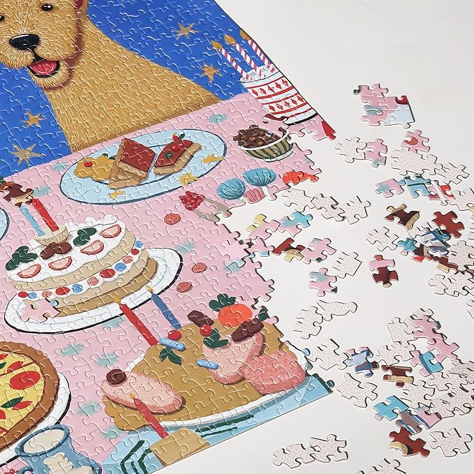 Graphinee Jigsaw Puzzles for Adults 1000 Pieces, Dog Birthday Party Puzzle, Colorful as Home Wall Decor for Family Challenging Games