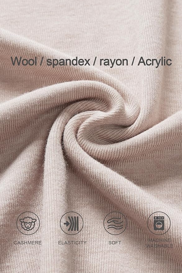 Newshows Women's Wool Blend Warm Long Sleeve Undershirt Stretchy Basic Business Casual Shirts Soft Layering Tops