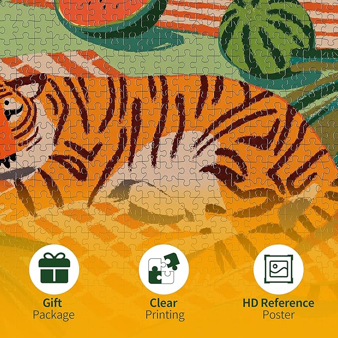 Graphinee Jigsaw Puzzles for Adults 1000 Pieces, Summer Tiger Puzzle, Colorful as Home Wall Decor for Family Challenging Games