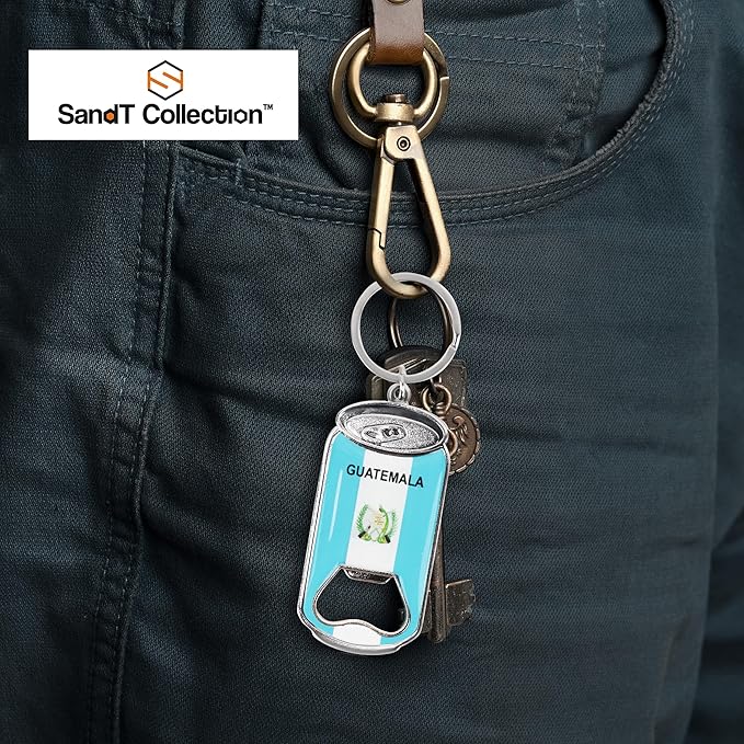 SandT Collection Guatemala- Beer Bottle Opener Keychain - Set of 3 Cans
