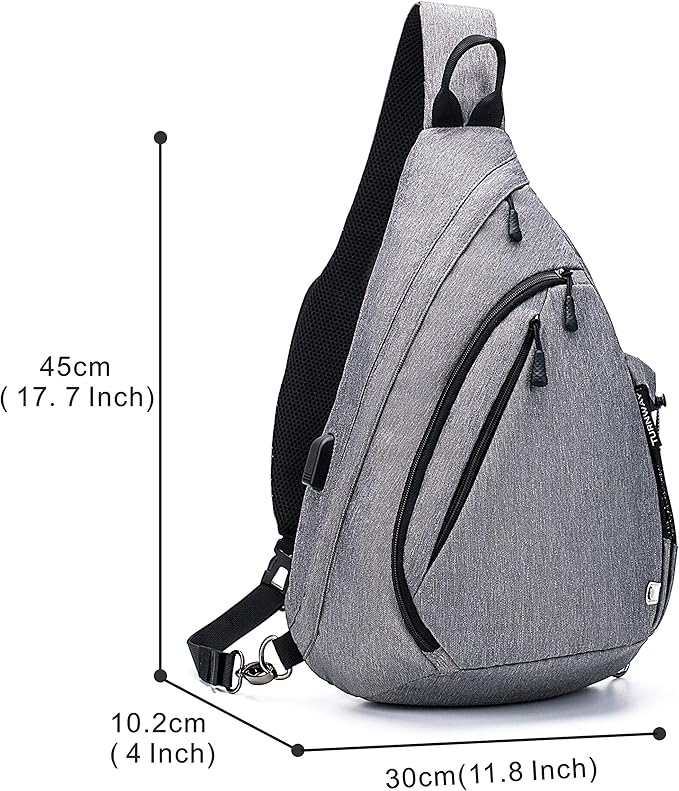 TurnWay Water-Proof Sling bag/Crossbody Backpack/Shoulder Bag with USB Charging Port for Travel, Hiking, Cycling, Camping