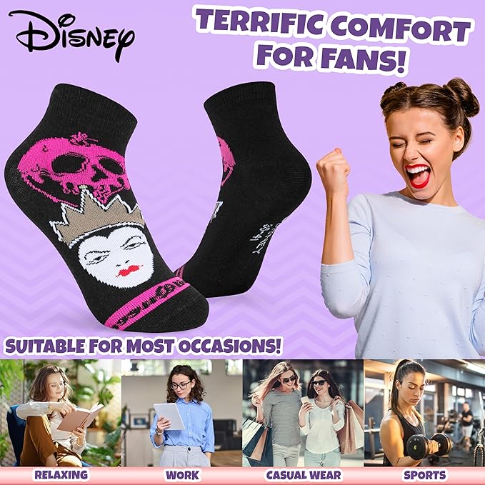 Disney Stitch Ankle Socks for Women, Teens US Size 4–9, Pack of 5 Casual Ladies Socks, Gifts for Her