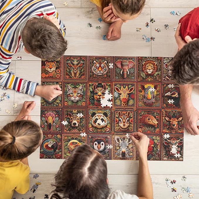 Naturelish Jigsaw Puzzles for Adults 1000 Pieces, Beautiful Detailed Difficult Challenging Puzzle for Relaxing Evening Home Decor, 20x27 Inches, Animal Knitting