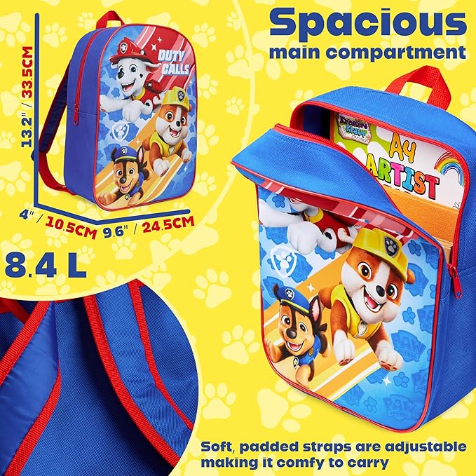 Get Trend Paw Patrol Mini Backpack Kids Toddlers 12x9” Rucksack Kindergarten Bag Preschool Sports Travel Backpacks 3+ Gifts for Kids (Blue Paw Patrol)