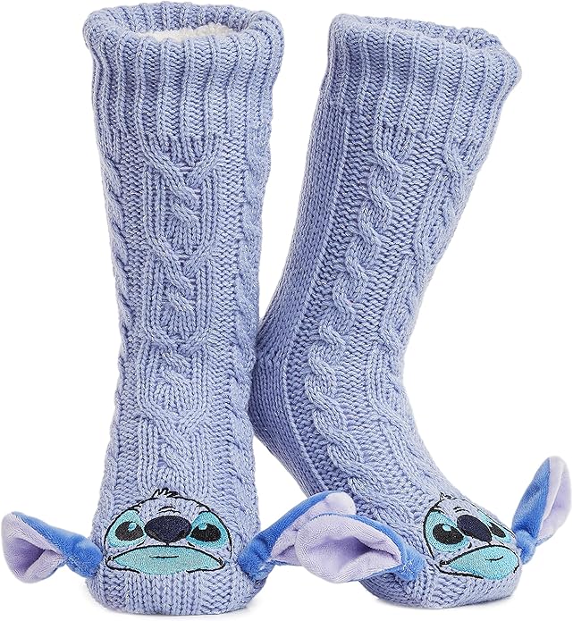 Disney Socks for Women Teens, US Size 4-9, Non Slip & Fluffy Fleece Slipper Socks, Soft, Warm, Breathable, Gifts for Her