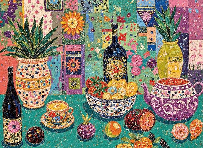 Naturelish Vibrant Flloral Still Life Jigsaw Puzzles for Adults 1000 Pieces, Irregularly Shaped Difficult Puzzles Perfect for Game Night, Great Gift Idea, Size 26.65 x 19.25 in