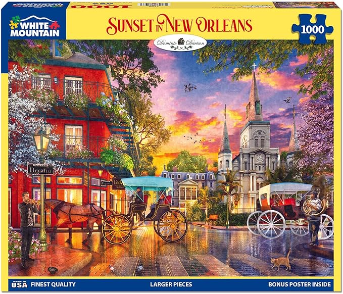 White Mountain 1000 Piece Jigsaw Puzzle Louisiana State Scenic Puzzles with Large Pieces for Adults and Family 24"x30" - Sunset in New Orleans