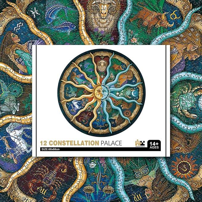 Jigsaw Puzzles for Adults 1000 Pieces, Zodiac Horoscope Challenging Decorative Round Puzzle, Perfect for Adult Game Nights or Best Gift for Puzzle Lovers (26.7 Inch)