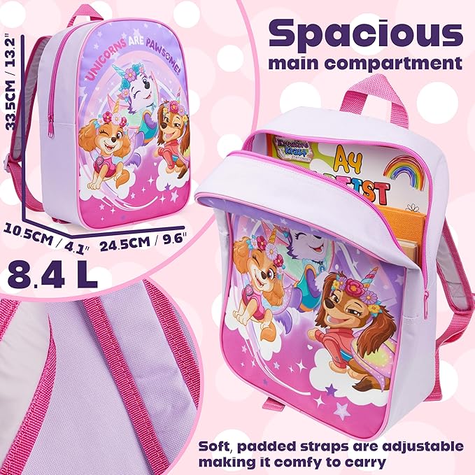 Get Trend Paw Patrol Mini Backpack Kids Toddlers 12x9” Rucksack Kindergarten Bag Preschool Sports Travel Backpacks 3+ Gifts for Kids (Purple Paw Patrol)