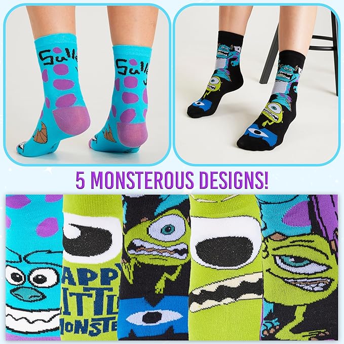Disney Socks for Women and Teens, Pack of 5 or 6, US Size 4‑9, Soft and Breathable Novelty Socks Cozy Gifts for Women