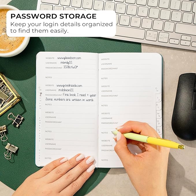 Clever Fox Password Book 2nd Edition – Hardcover Password Keeper with Alphabetical Tabs – Internet Address Notebook & Login Details Organizer Journal – 4.1x7.6” (Aquamarine)