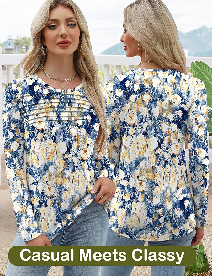Blouses for Women Dressy Casual Long Sleeve Fall Fashion Tops Trendy Outfits for Work Office Shirts Thicker Clothes