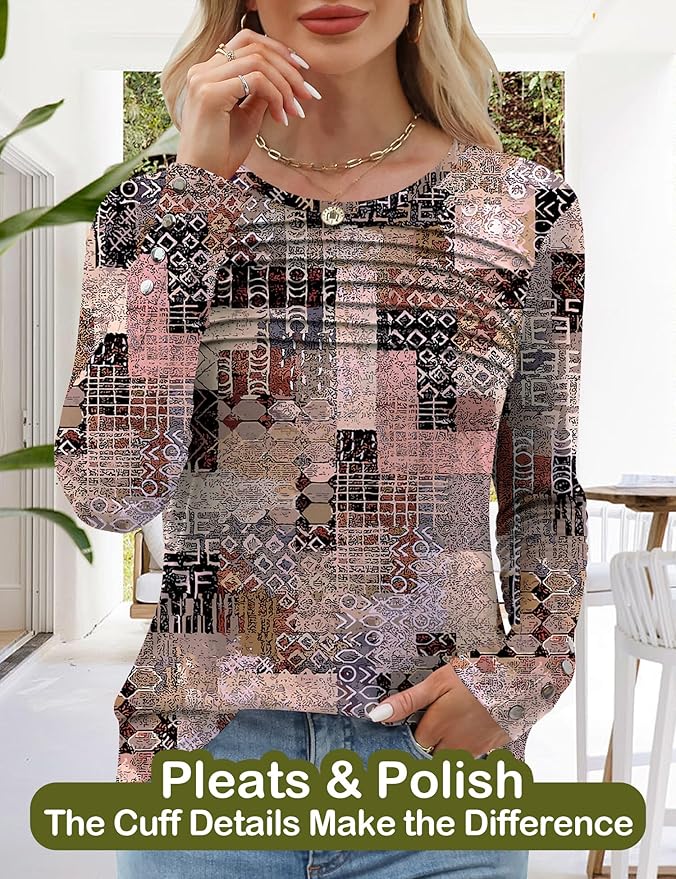 Blouses for Women Dressy Casual Long Sleeve Fall Fashion Tops Trendy Outfits for Work Office Shirts Thicker Clothes