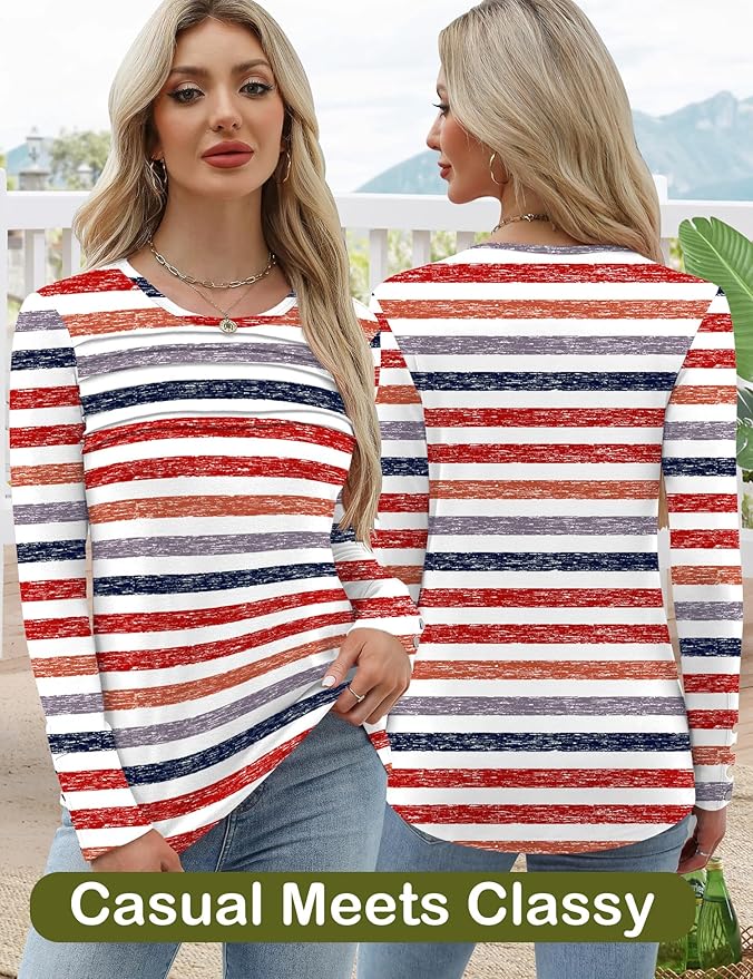 Blouses for Women Dressy Casual Long Sleeve Fall Fashion Tops Trendy Outfits for Work Office Shirts Thicker Clothes