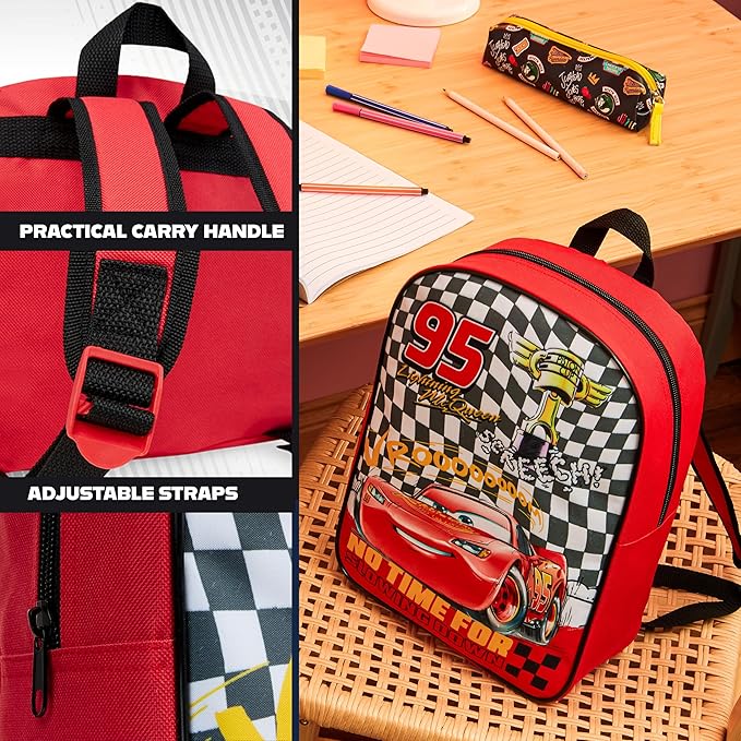 Get Trend Disney Cars Mini Backpack Kids Toddlers 12x9” Rucksack Kindergarten Bag Preschool Sports Travel Backpacks 3+ Gifts for Kids (Red Cars)