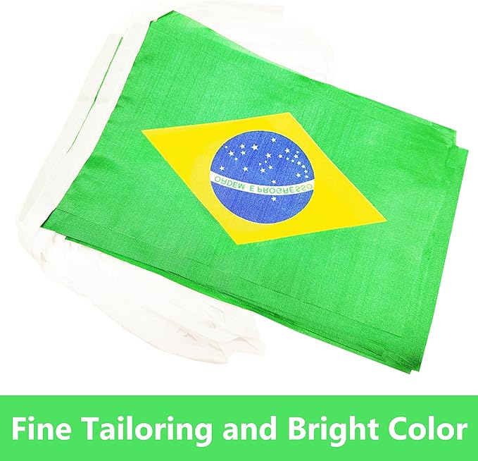 Yamiuo 100 Feet Brazil String Flag, 76 Pcs Brazilian Banner Flag, Small Mini World Banner Flags for Sports Events, Bars Decorations, School Festivals, Party Decorations, Celebrations (Brazil)