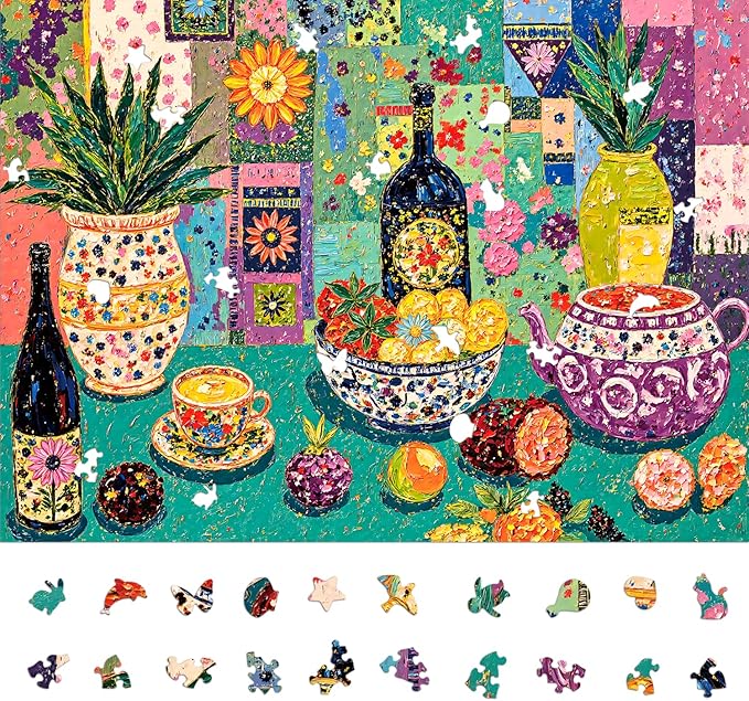 Naturelish Vibrant Flloral Still Life Jigsaw Puzzles for Adults 1000 Pieces, Irregularly Shaped Difficult Puzzles Perfect for Game Night, Great Gift Idea, Size 26.65 x 19.25 in
