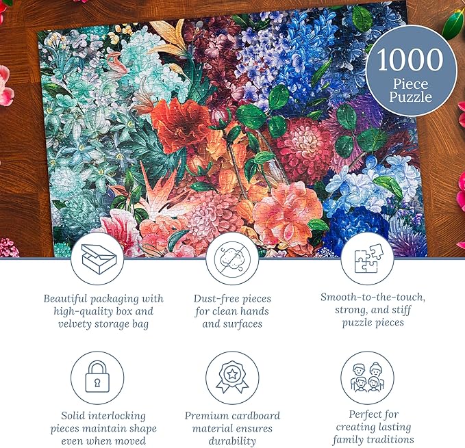 MOSAIC PUZZLES Ombre Bloom Puzzles for Adults - Premium Jigsaw Puzzles, 1000 Pieces