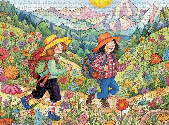 Cross & Glory – Jigsaw Puzzle for Adults 1000 Piece | Sunny Trails: McKenna & Maisie’s Adventure | Whimsical Art Style | Vibrant Design | Satin Finish | 20x27 Inches
