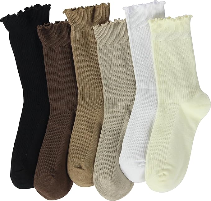 BomKinta Ruffle Socks Women - Turn-Cuff Frilly Sock - Lightweight Cotton Socks