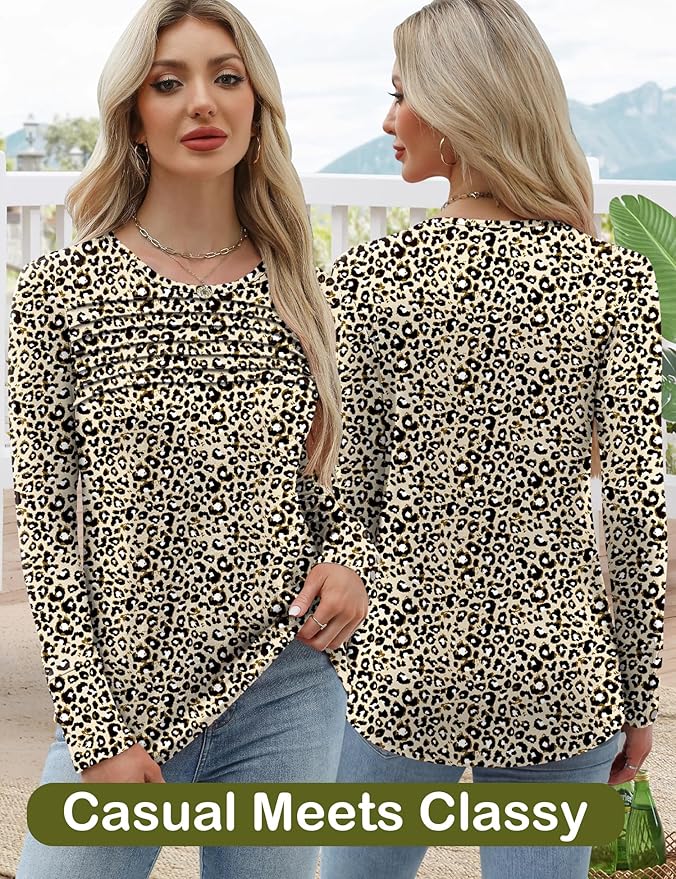 Blouses for Women Dressy Casual Long Sleeve Fall Fashion Tops Trendy Outfits for Work Office Shirts Thicker Clothes