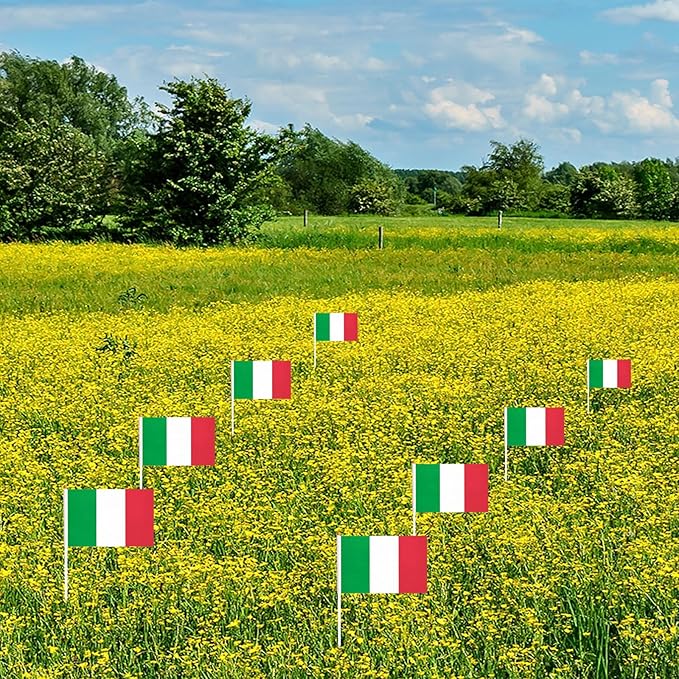 20 Pack Small Italy Flags on Stick Mini Handheld Italian Flag for Parades, Independence Day and Patriotic Events 5x8 Inch Durable Weather-Resistant Flags with 12 Inch Sticks(Italy)