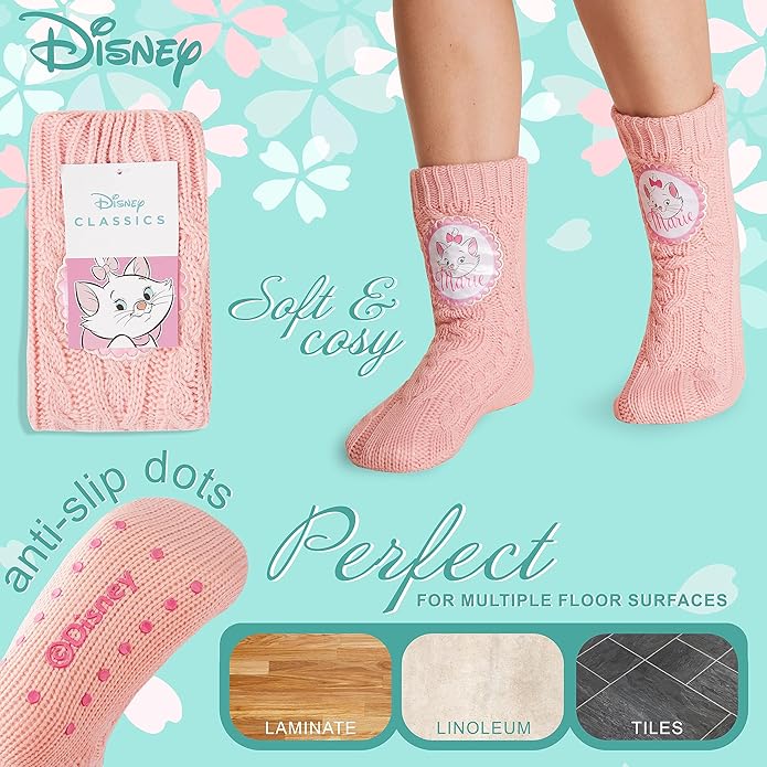 Disney Fluffy Socks for Women and Teenagers Soft Warm Slipper Socks Non Slip One Size Lounge Wear Gifts for Women