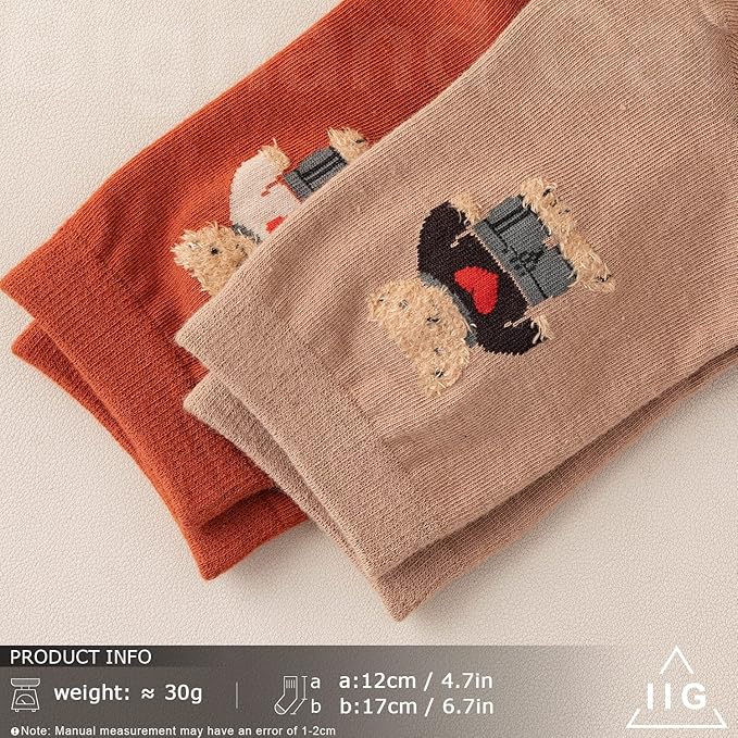 IIG 3-6 Pairs Womens Cute Animal Patterned Funny Novelty Cotton Crew Socks
