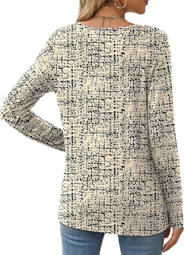 XIEERDUO Long Sleeve Shirts for Women Casual Crew Neck Basic Fall Tops Loose Fit Comfy