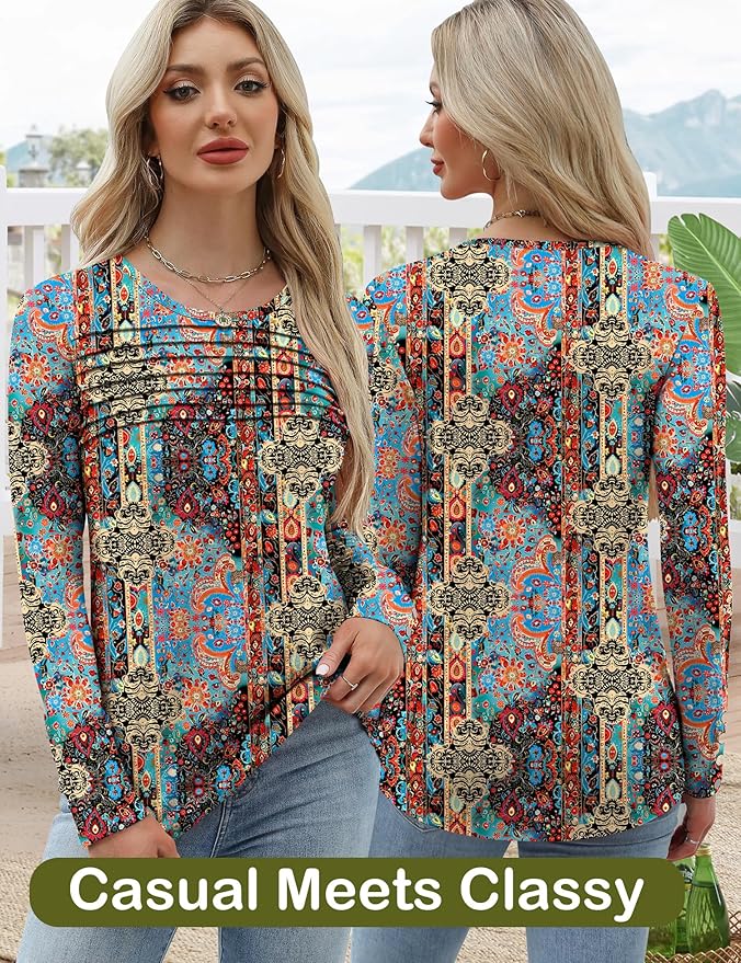 Blouses for Women Dressy Casual Long Sleeve Fall Fashion Tops Trendy Outfits for Work Office Shirts Thicker Clothes