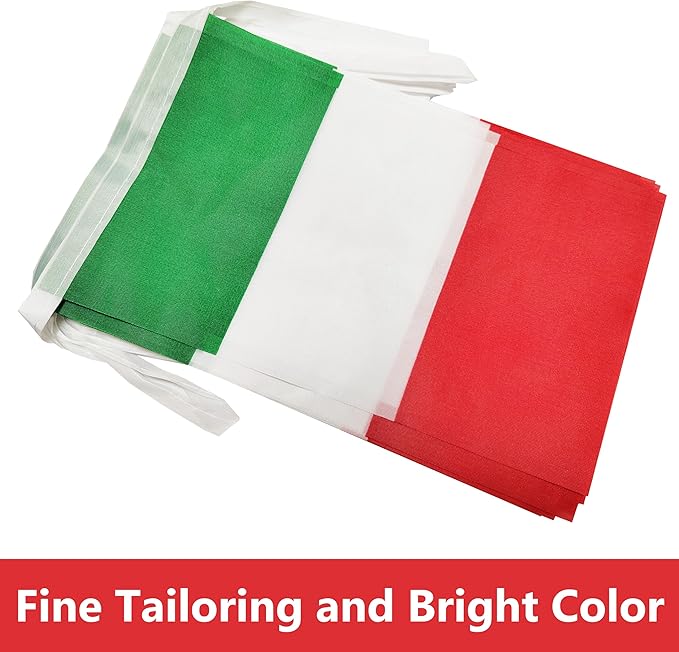 Yamiuo 100 Feet Italy String Flag, 76 Pcs Italian Banner Flag, Small Mini World Banner Flags for Sports Events, Bars Decorations, School Festivals, Party Decorations, Celebrations (Italy)