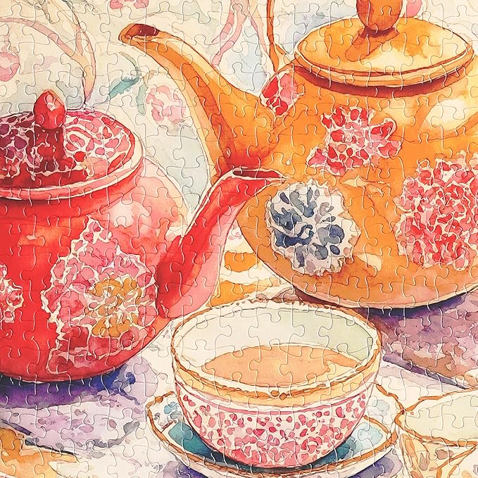 Graphinee Jigsaw Puzzles for Adults 1000 Pieces, Tea Cup Puzzle, Colorful as Home Wall Decor for Family Challenging Games