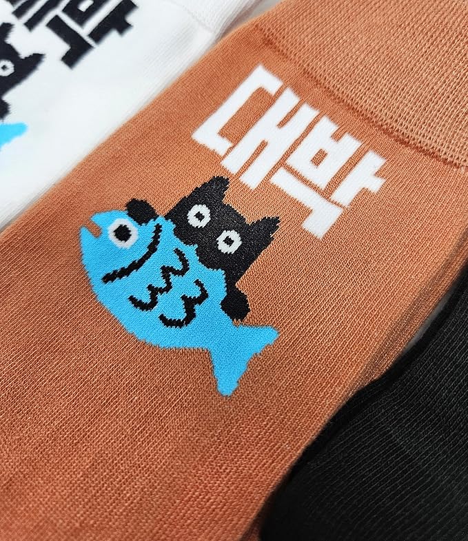 Meloday Funny K-pop Korean Lingo Socks No Compression Soft Cotton 3 pairs per pack - Salty Face