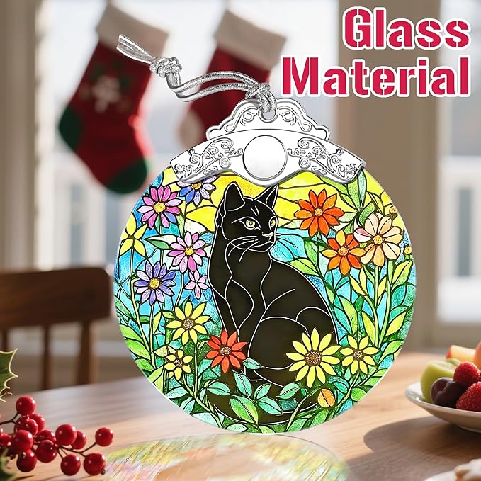 Christmas Ornaments – Black Cat Ornaments for Christmas Tree, Xmas Decorations, Holiday Decor, Gift Ideas, Housewarming, Holiday & Xmas Gifts for Cat Lovers