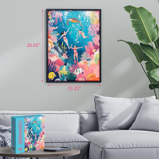 Graphinee Jigsaw Puzzles for Adults 1000 Pieces, Undersea World Puzzle, Colorful as Home Wall Decor for Family Challenging Games