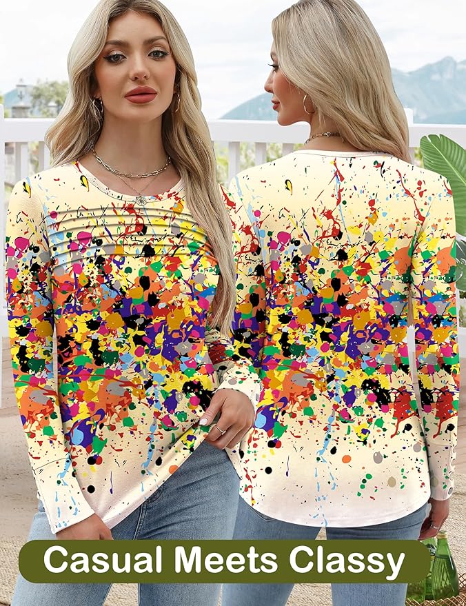 Blouses for Women Dressy Casual Long Sleeve Fall Fashion Tops Trendy Outfits for Work Office Shirts Thicker Clothes