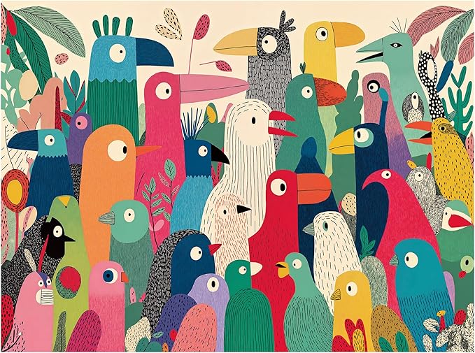 Graphinee Jigsaw Puzzles for Adults 1000 Pieces, Tropical Bird Puzzle, Colorful as Home Wall Decor for Family Challenging Games