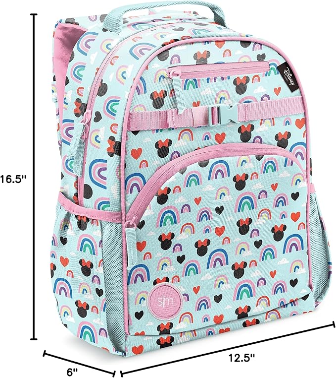 Simple Modern Large Disney Kids Backpack for School Girls and Boys | Princesses Elementary Backpack for Teen | Fletcher Collection | Kids - 16" tall | Minnie Mouse Rainbows