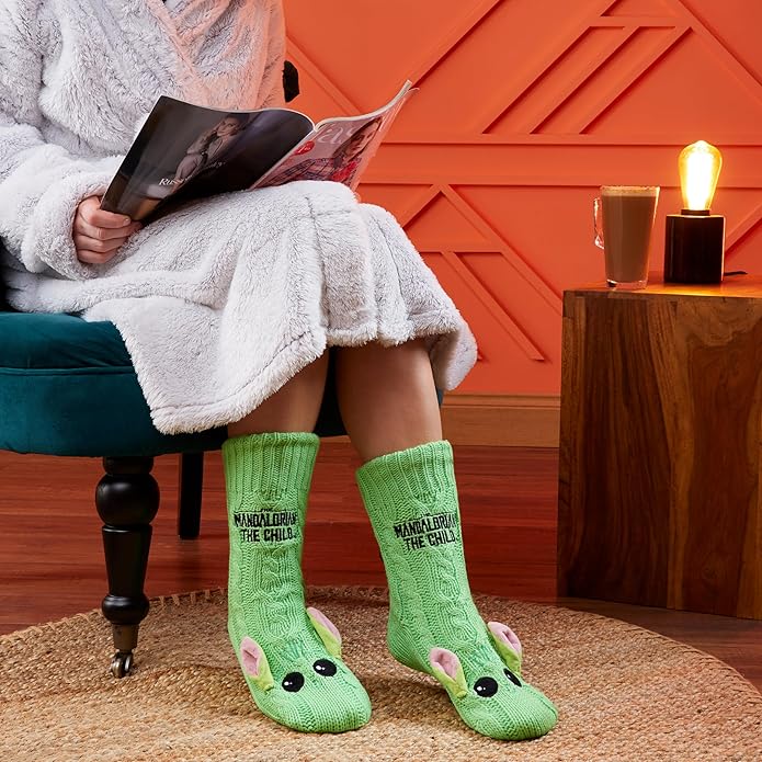 Disney Socks for Women Teens, US Size 4-9, Non Slip & Fluffy Fleece Slipper Socks, Soft, Warm, Breathable, Gifts for Her