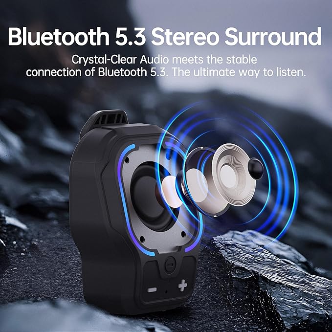 Wearable Bluetooth Speaker, Magnetic Clip-on Wireless Portable Speaker, Mini Loud speaker with 3 Light Modes, 10H Battery, Lightweight, Built-in Mic for Hands-Free Music Calls Outdoor Work, Ideal Gift