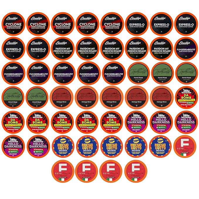 Two Rivers Coffee Dark Roast Coffee Pods Sampler Compatible with K Cup Brewers Including 2.0, Single Serve Variety Pack, 52 Count