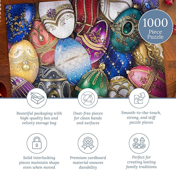 MOSAIC PUZZLES Jewel Egg Splendor Puzzles for Adults - Premium Jigsaw Puzzles, 1000 Pieces