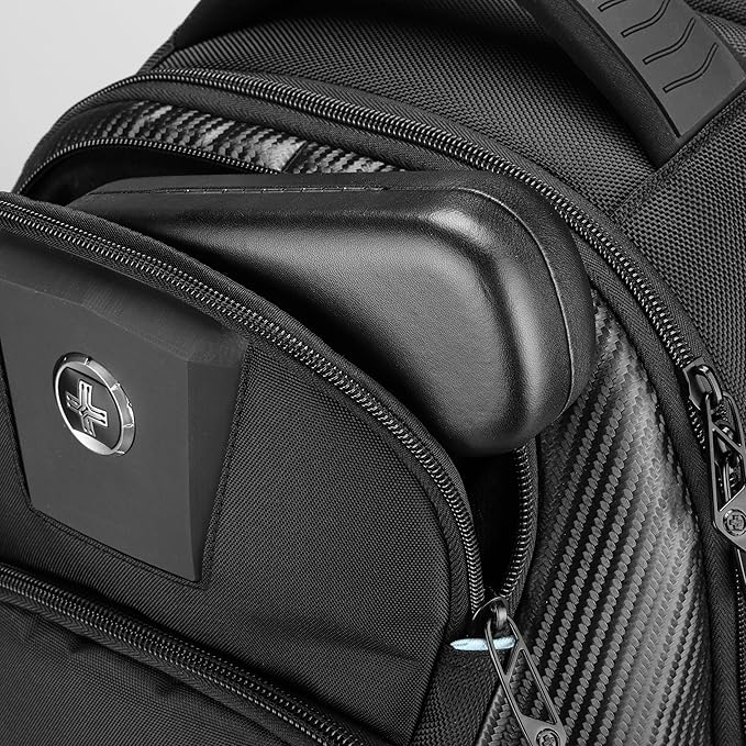 Swissdigital Design TSA Business Laptop Backpack for Men, Large Capacity Travel Backpack with Apple Find My Network and USB Charging Port Tech Backpacks Fits 17 Inch Computer Black| SD1643FB-01
