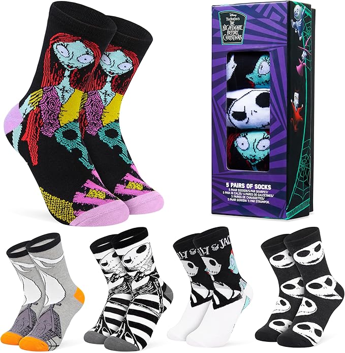 Disney Socks for Women and Teens, Pack of 5 or 6, US Size 4‑9, Soft and Breathable Novelty Socks Cozy Gifts for Women
