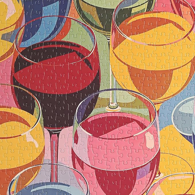 Graphinee Jigsaw Puzzles for Adults 1000 Pieces, Wine Glass Puzzle, Colorful as Home Wall Decor for Family Challenging Games