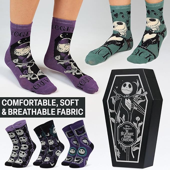 Disney Socks for Women, Teens, 5 Pack Soft Breathable Crew Character Socks for Lounging, Daily Wear, Funny Gifts for Women