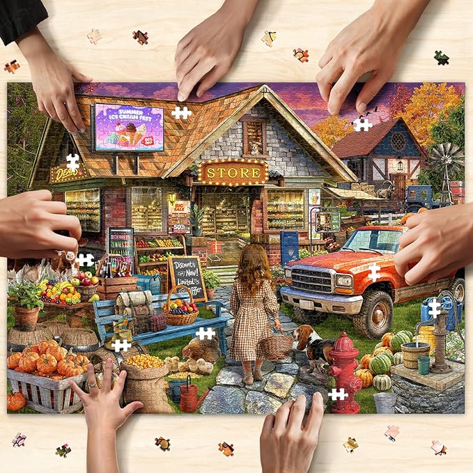 Naturelish Town Store Jigsaw Puzzles for Adults 1000 Pieces, Difficult Puzzles Perfect for Game Night, Great Gift Idea, Size 26.65 x 19.25 in