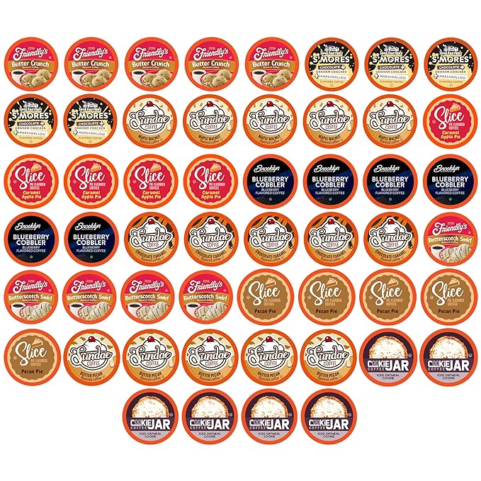 Two Rivers Coffee Dessert Coffee Pods Sampler Compatible with K Cup Brewers Including 2.0, Flavored Single Serve Variety Pack, 52 Count