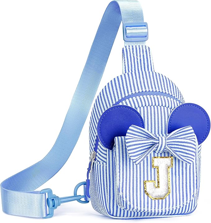 QLOVEA Girls Kids Sling Bag - Birthday Gifts for 4 5 6 7 8 9 10 Year Old Girls Purses for Kids Girl, Initial Small Sling Bag Cute Gifts for Girl Kid (Blue J)