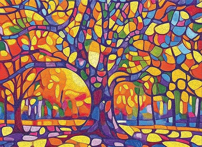 Naturelish Mosaic Tree Jigsaw Puzzles for Adults 1000 Pieces, Irregularly Shaped Difficult Puzzles Perfect for Game Night, Great Gift Idea, Size 26.65 x 19.25 in